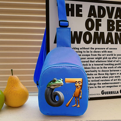 Bolsa de Peito Infantil Italiana Brainrot Engraçada Número 6 7 Estampa Infantil para Menina Menino Tung Tung Tung Sahur Memes Engraçados 6 7 Mini Bolsa