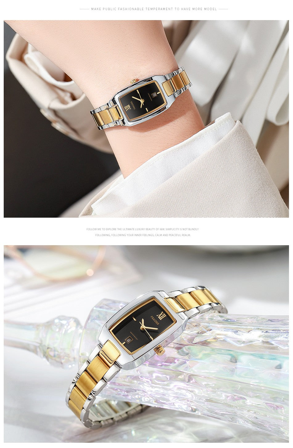 WWOOR Elegant Women's Watch Fashion Stainless Steel Waterproof Ladies Quartz Wristwatch Luxury Bracelet Watches Date Reloj mujer