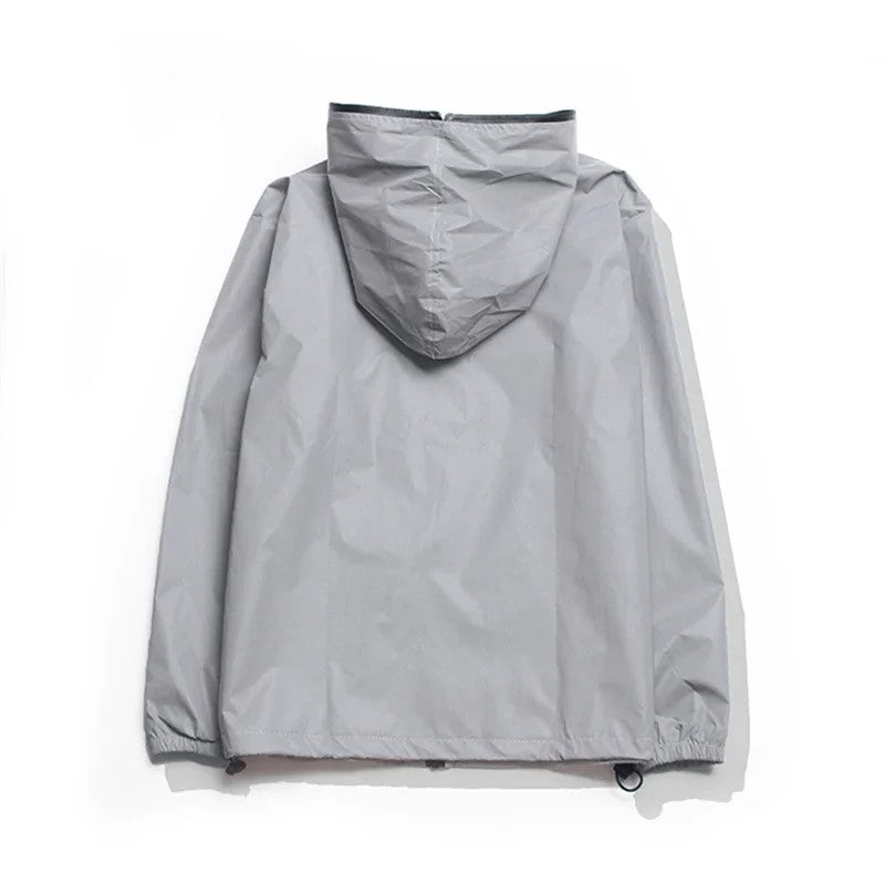 Plus Size 4XL Men Spring Autumn full reflective Windbreaker waterproof Jacket male High street hip hop Loose Hooded Coats