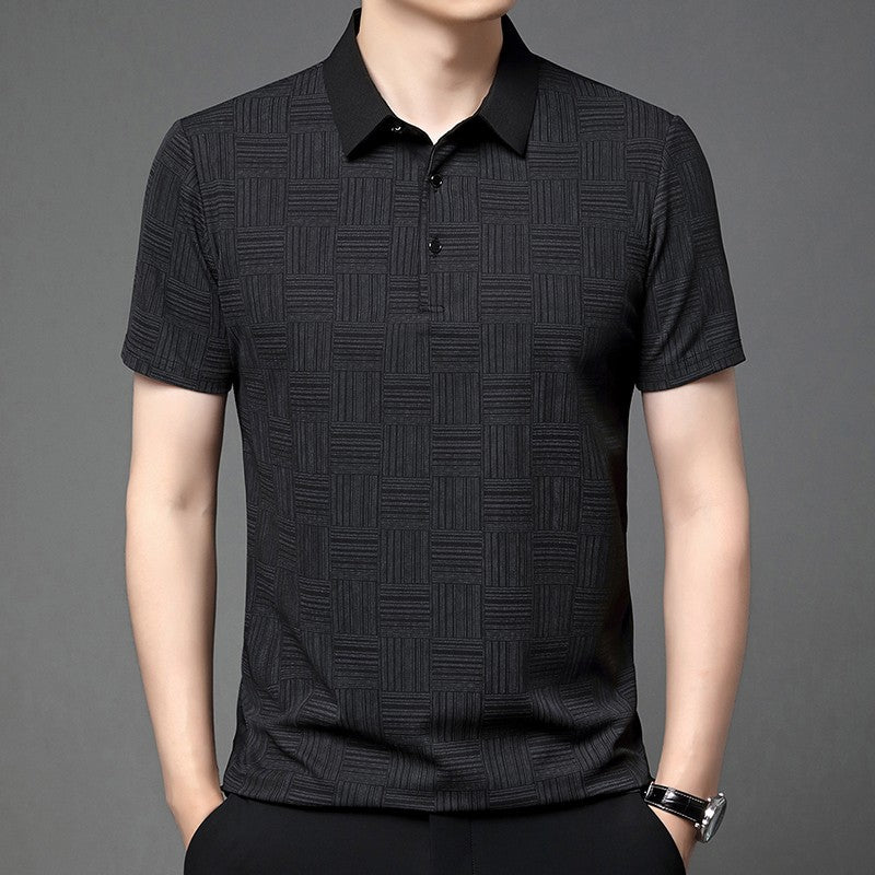 2024 Men's New Printed Business Casual Short sleeved POLO Shirt Fashion Short sleeved Comfortable and Breathable Top