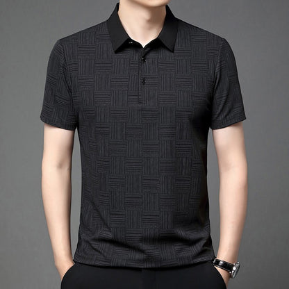 2024 Men's New Printed Business Casual Short sleeved POLO Shirt Fashion Short sleeved Comfortable and Breathable Top