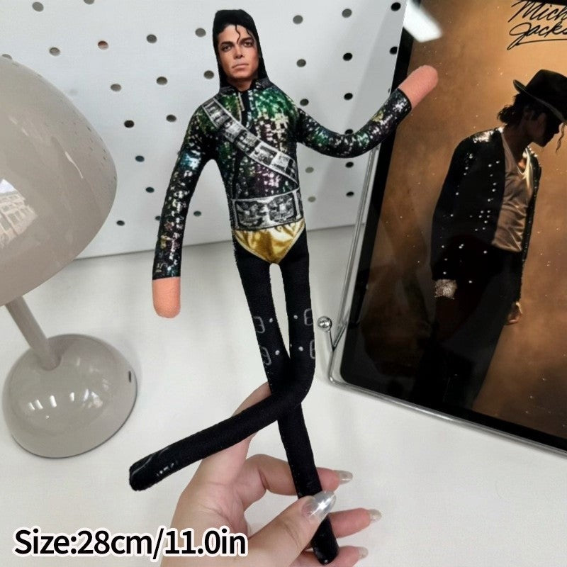 28cm Michael Jackson Action Doll Michael Jackson Cosplay Props Soft Stuffed Doll Abstract Joint Mobility Doll Collection Gift