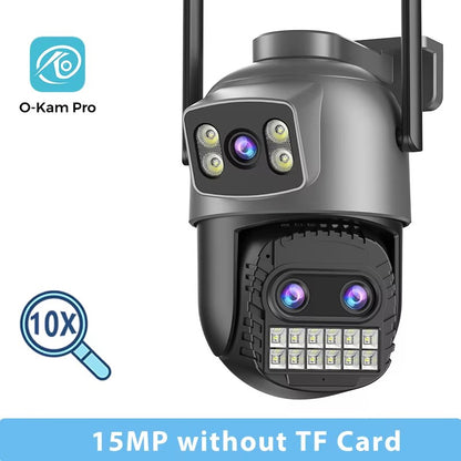 BESDER 15MP Wifi Camera Outdoor Dual Screen 10X Digital Zoom CCTV Video Surveillance Cam PTZ 8MP Security IP Camera O-Kam Pro