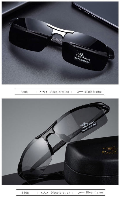 Óculos de sol Cook Shark, novos, de alumínio e magnésio, masculinos, HD polarizados, para dirigir, lentes coloridas, moda.