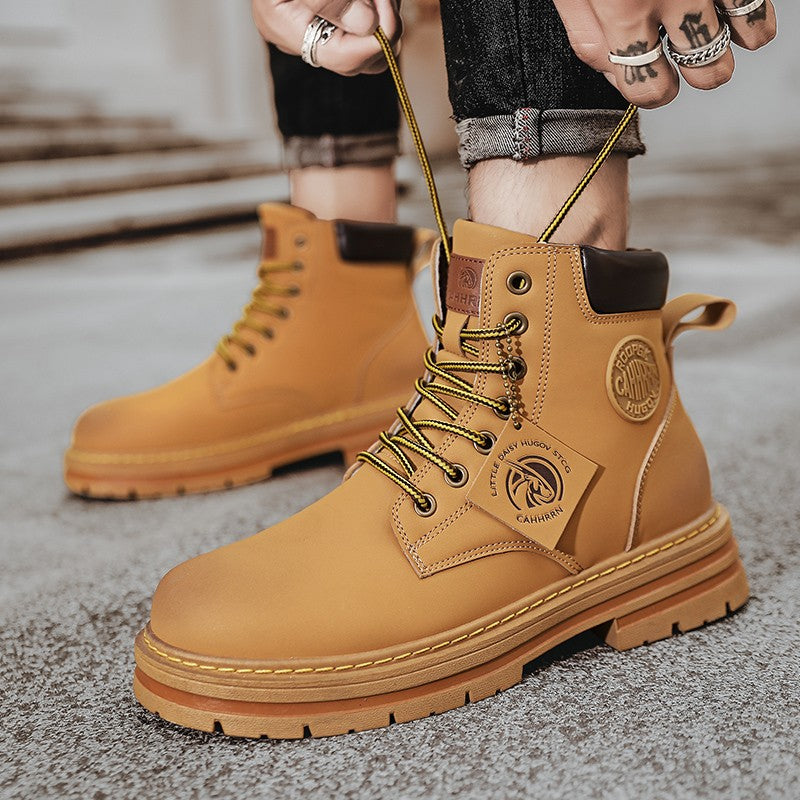 Botas Masculinas Grandes 48 Botas de Motocicleta Cano Curto Masculinas Impermeáveis para Caminhada Chelsea de Inverno Botas Retrô Confortáveis Botas Masculinas