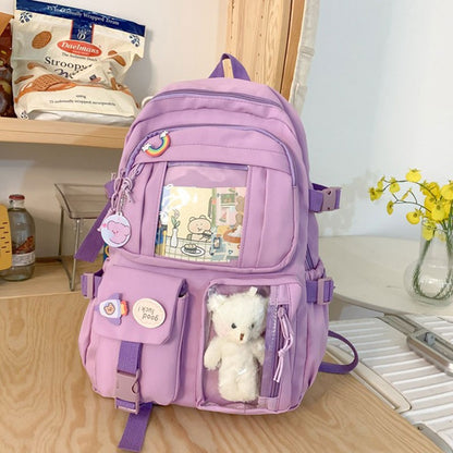 Mochila Feminina Fofa Desenho Animado Moda Adolescente Estudante Mochila Escolar Adorável Bolsa Feminina Mochila Escolar Versátil para Meninas