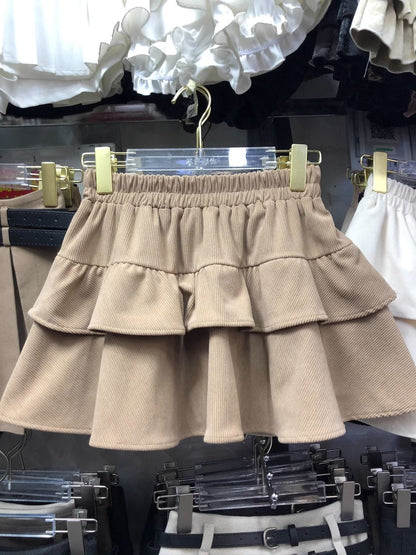 Ballet Sle Cake Skirt Women's Mid-Length A-Line ort Skirt Elastic Waist Slimming White Spring Autumn New Arrival