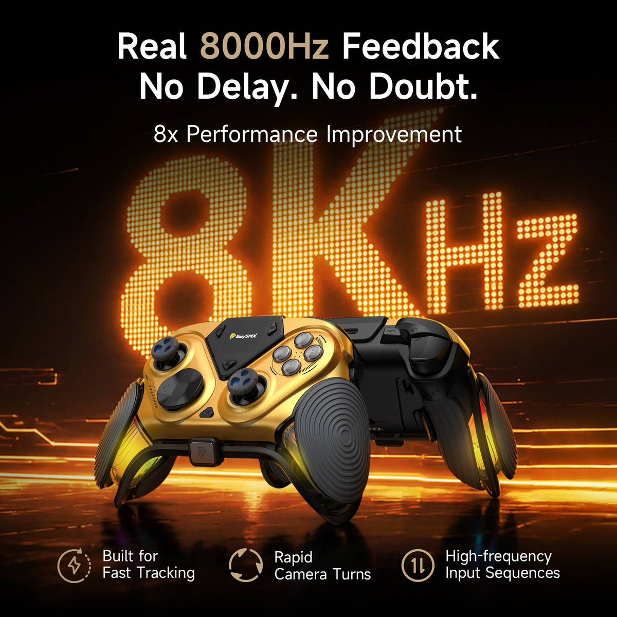 EasySMX Dune 8K Wireless Gamepad Controller, TMR Joysticks, LCD Screen, Hall Effect Triggers for PC/Steam/Switch/Phone