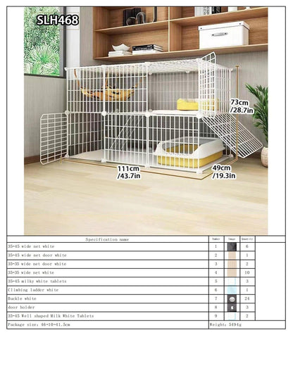 Grande Gaiola de Gato para Uso Doméstico, Vila de Gatos Gigante Interna, Estrutura de Escalada para Gatos com Espaço Livre de Várias Camadas, Casa de Gatos Luxuosa, Casa de Gatos