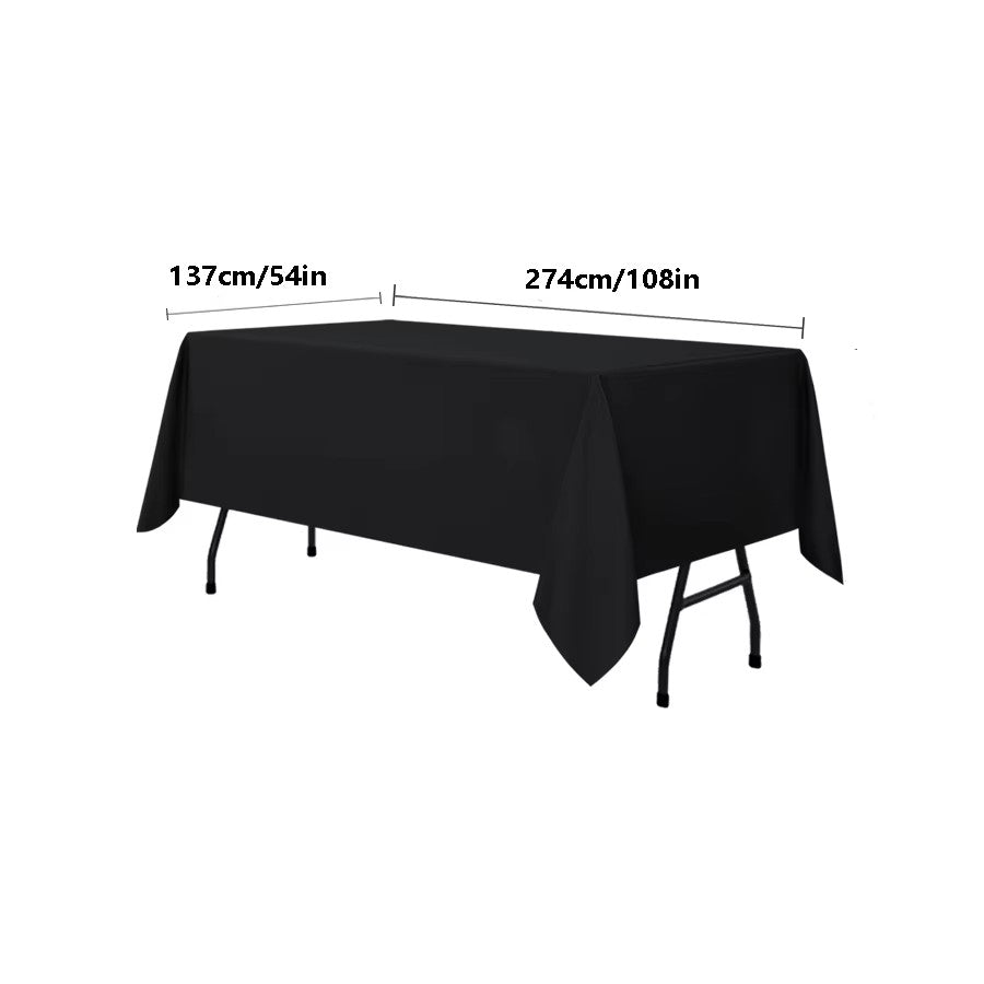 Black Rectangular Tablecloth - 54 x 108 inches - Disposable tablecloths for meals, parties and other occasions.