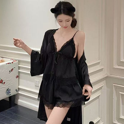 French-Style Strapless Nightgown for Women Summer Strapless Robe Two-Piece Set Summer Purely Sensual Beauty Straps with Padded C