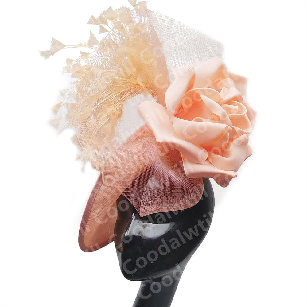 Big Flower Wedding Fascinator Hat Women Formal Party Tea Headpiece Ladies Cocktail Church Chapeau Cap Headband Woman Millinery