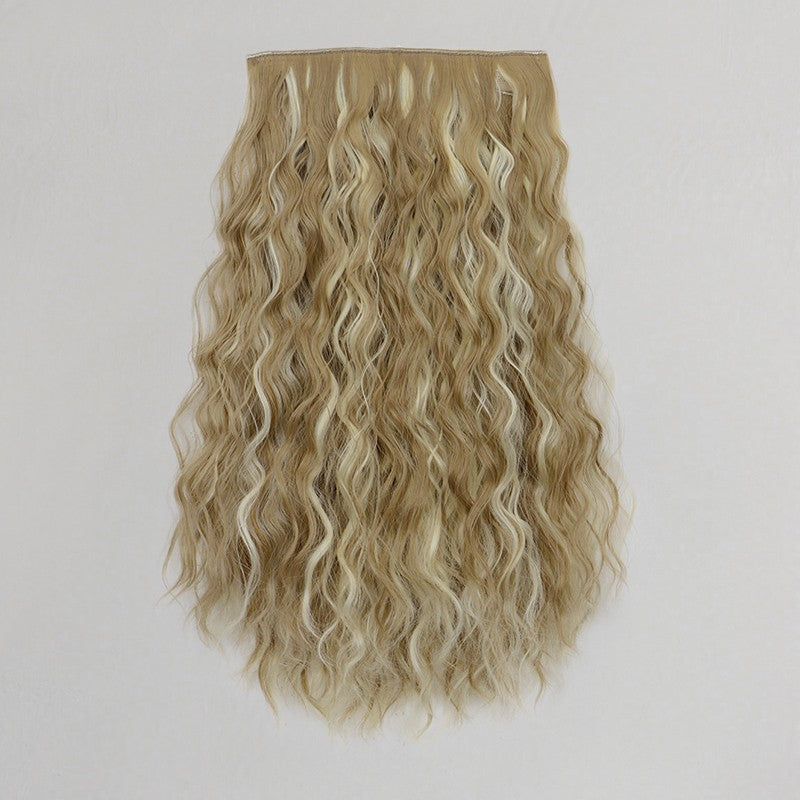 Extensão de Cabelo Sintética de 18 Polegadas, Uma Peça, 6 Clipes, Curta, Ondulada, Encaracolada, com Clipe, Invisível, Volumosa, Preta/Castanha, para Mulheres