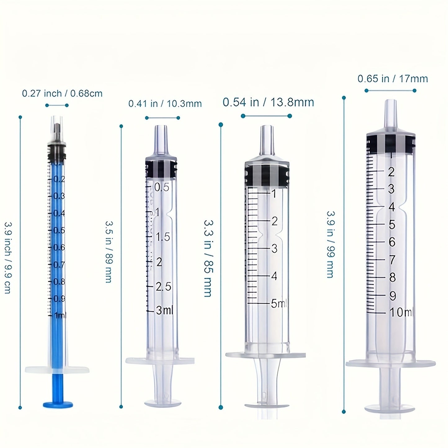 20 Seringas de 1ml/3ml/5ml/10ml com Tampa, para Cola, Distribuição e Medição de Líquidos, Alimentação de Animais de Estimação, Recarga de Cartuchos de Tinta, etc.