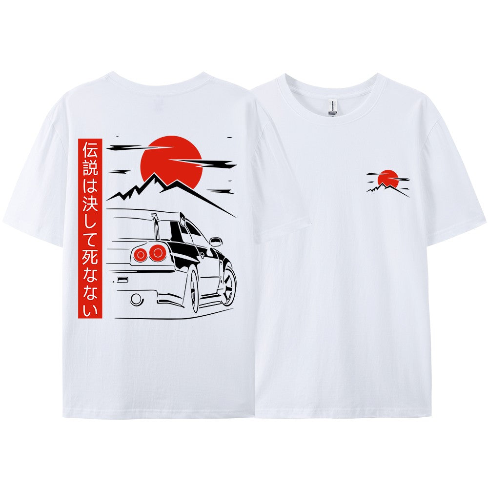 Japanese Style Car JDM Culture GTR Racing T Shirts Men Women Street Wear Original Design Oversized 100% Cotton Couple Tops Tees