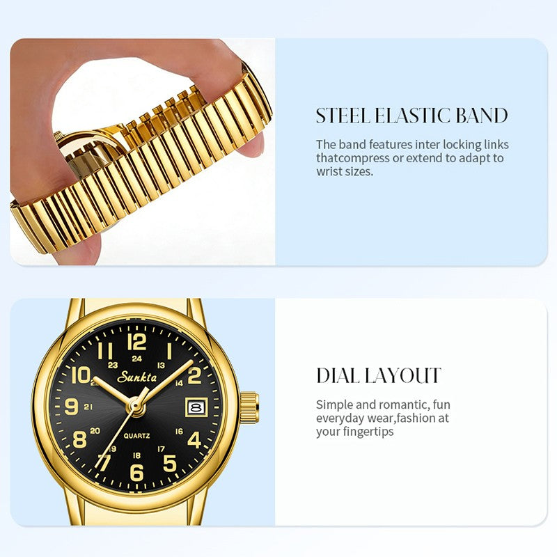SUNKTA elegant Women's Watch 12/24 waterproof calendar women's quartz wrist watch fashion ladies vintage watches reloj de mujer