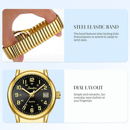SUNKTA elegant Women's Watch 12/24 waterproof calendar women's quartz wrist watch fashion ladies vintage watches reloj de mujer