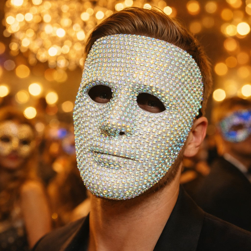 Dancer Mask DIY Rhinestone High-End Party Carnival Festival Prop, Suitable for Men and Women Dance Parties