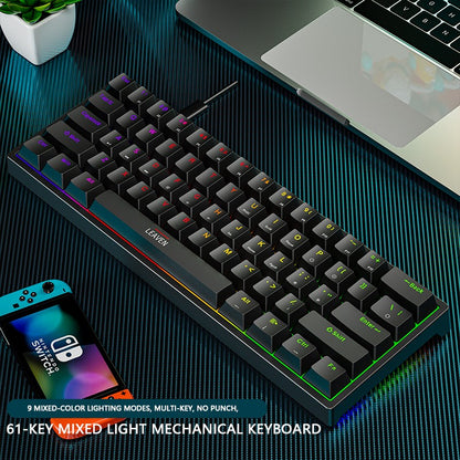 K620 Mini Teclado Mecânico para Jogos 61 Teclas RGB Hotswap Teclado para Jogos com Fio Tipo-C Teclas PBT Teclados Ergonômicos 60%