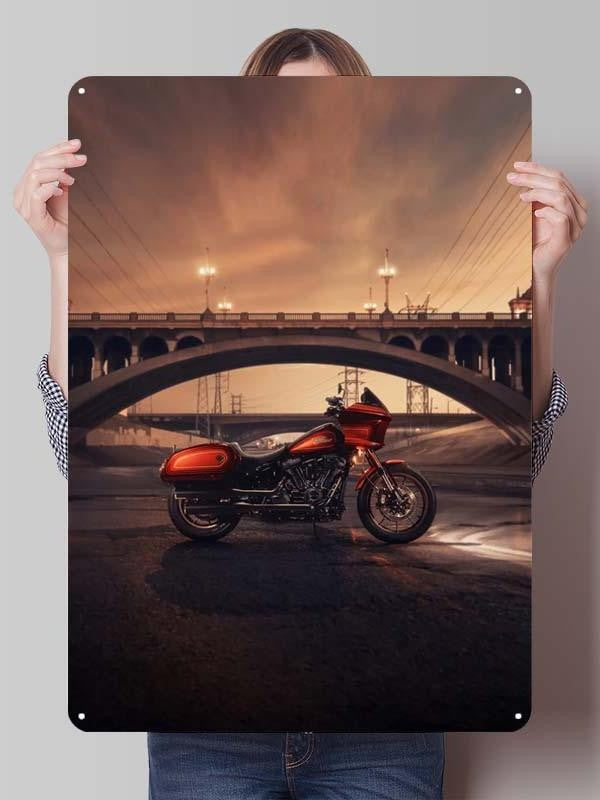 Letreiro de Flandres H-Harley Pôster de Motocicleta Decoração Estética de Quarto Masculino Placas de Metal Personalizadas para Garagem Decoração de Parede Retrô para Casa