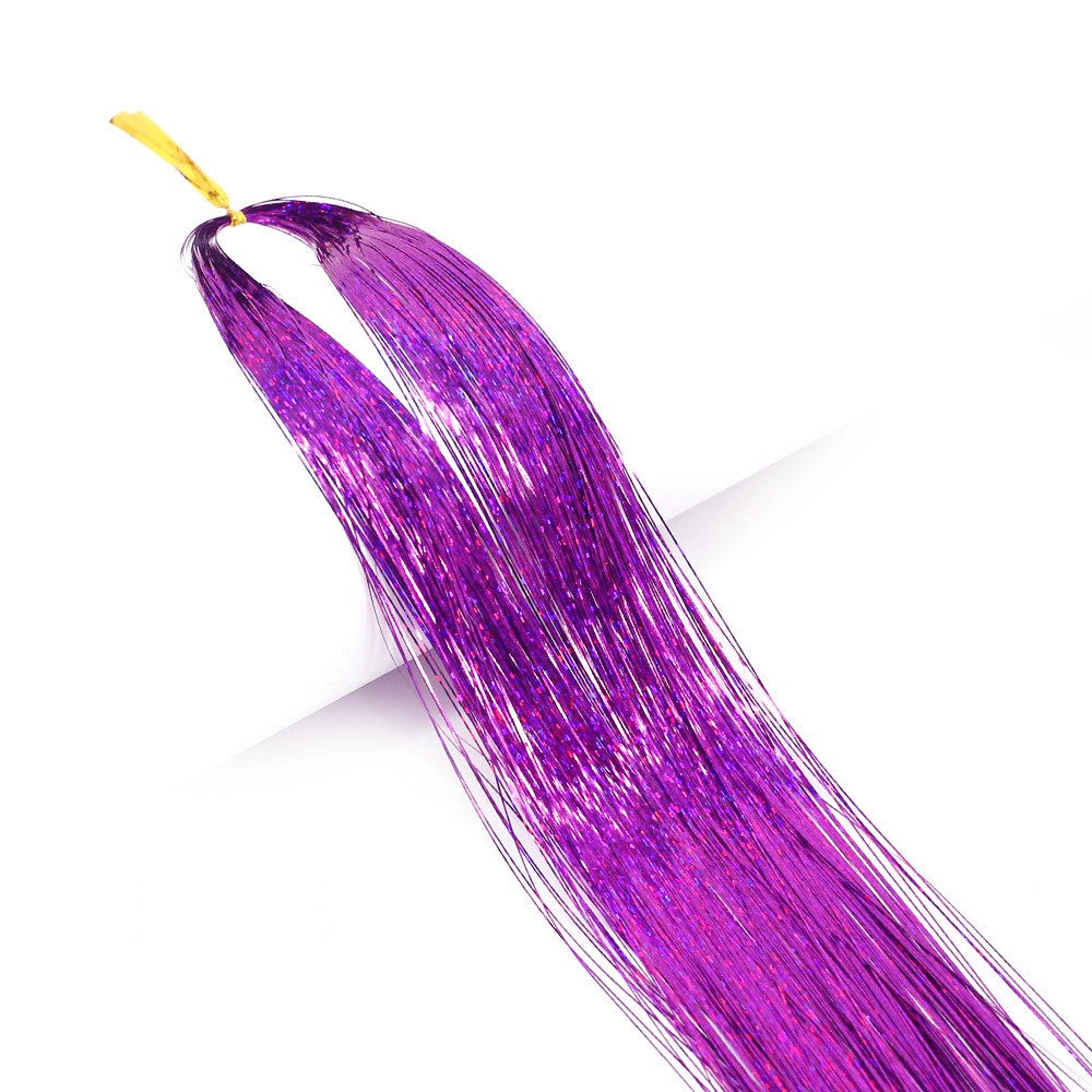 Kit de Fios Brilhantes Coloridos de Glitter para Cabelo, Fio de Cabelo Dourado Brilhante, Extensões de Corda, Acessórios de Cabelo para Mulheres, Enfeite de Cabelo