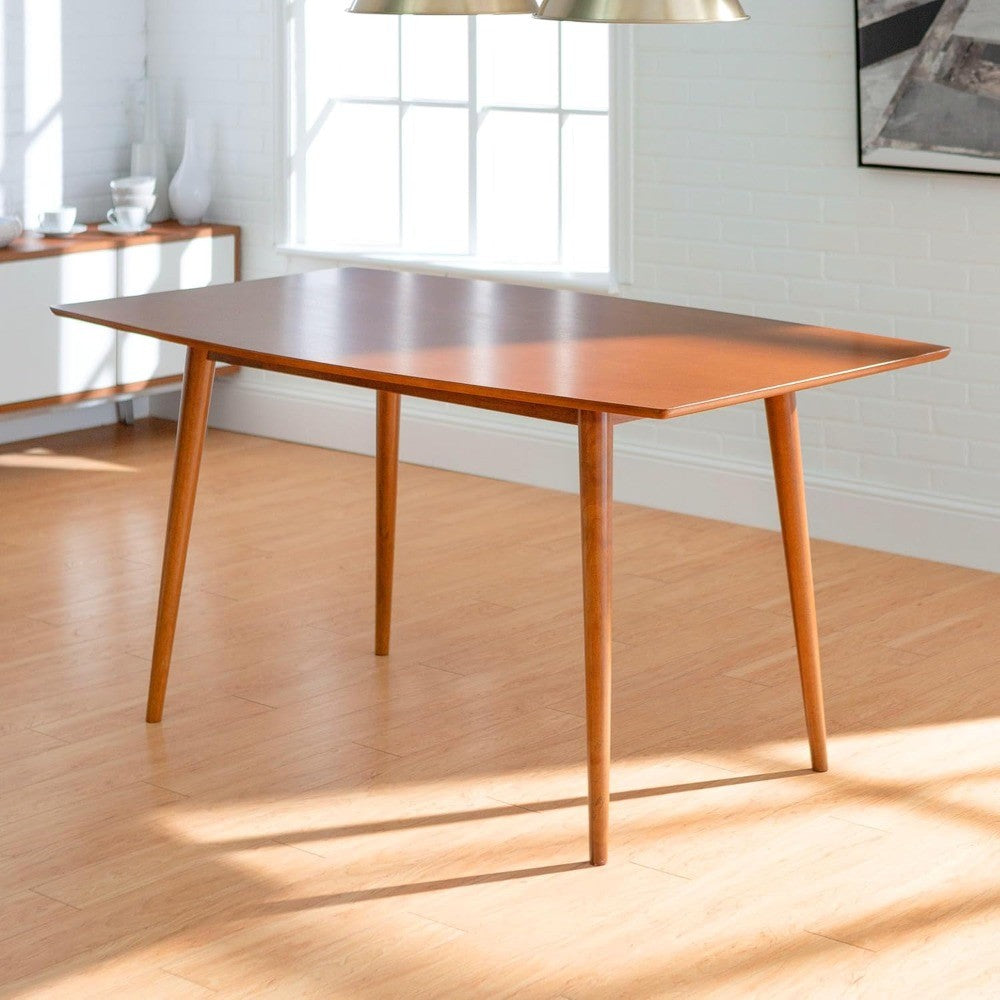 6 Person Mid Century Modern Wood Hairpin Rectangle Dining Room Kitchen Table Set Dining Chairs, 60 Inch