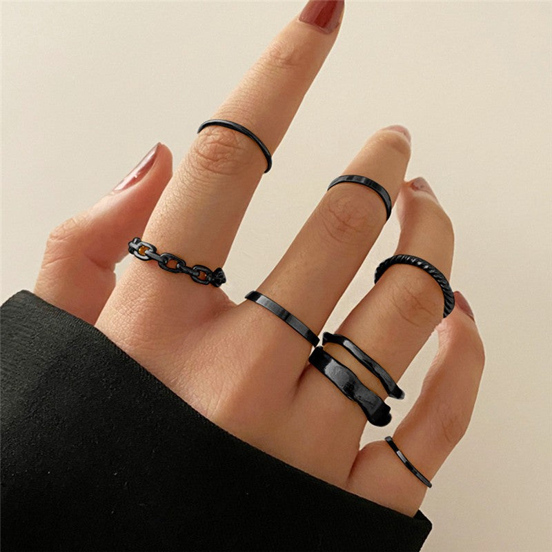 Conjunto de Anéis de Cristal Cor Prata para Mulheres, Anéis de Dedo de Zircônia Cúbica de Lua, Flecha, Flor, Coração, Joias Femininas da Moda