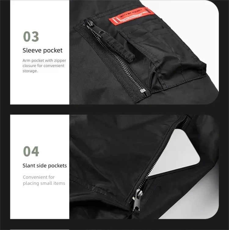 Unisex Winter Thicken Warm Bomber Jacket Air Force Style Flight Parkas Coat with Cotton Embroidery Casual Outwear for Men