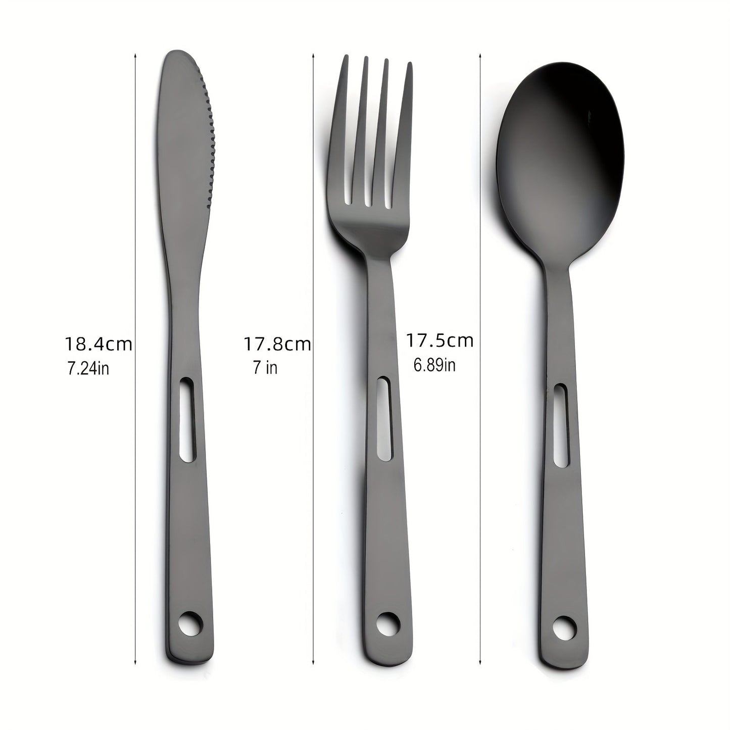 Tableware Set Stainless Steel Portable Cutlery Dinner Knife Fork Spoon 6-Piece Suit with Storage Bag for Travel Camping Flatware