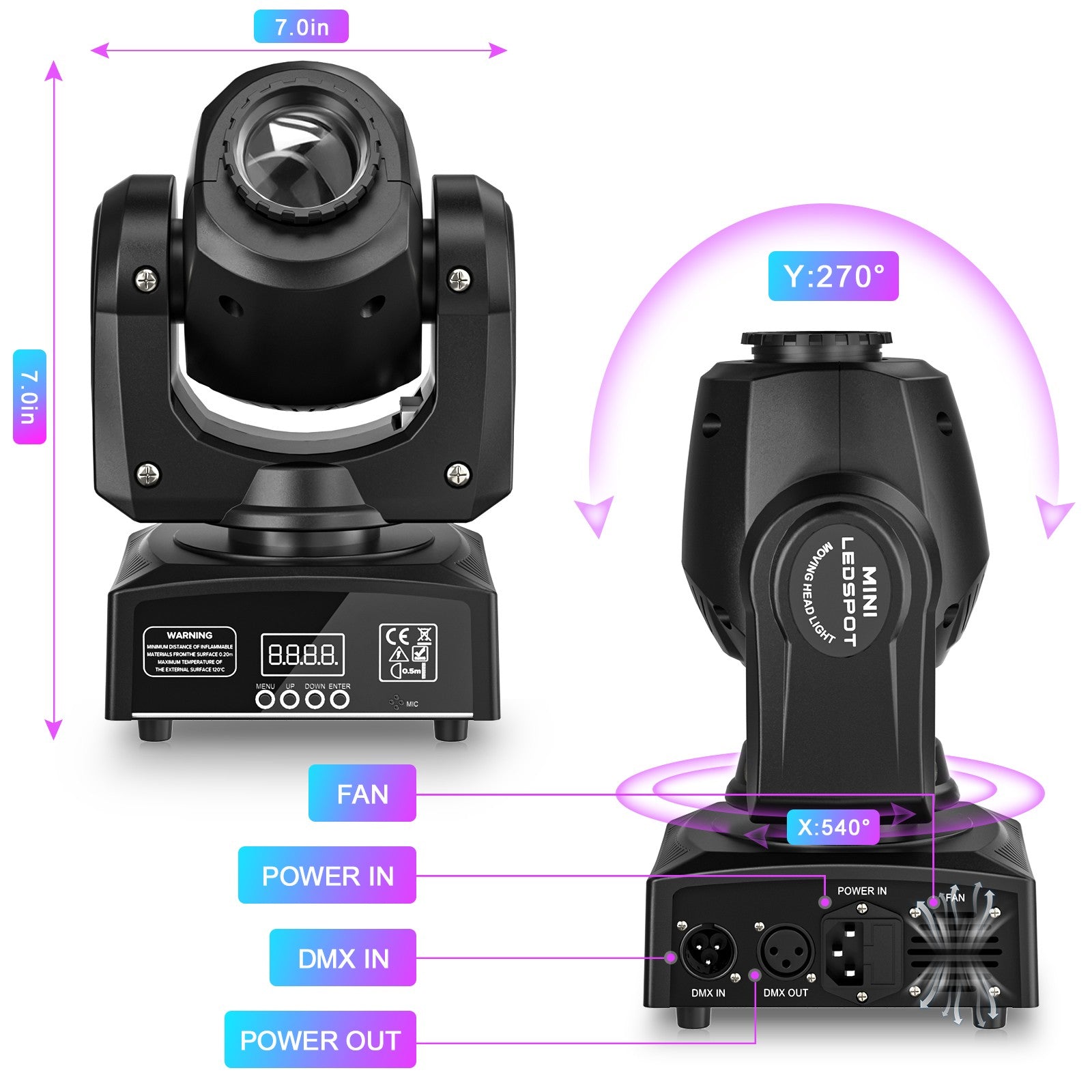 U`King 4Pcs 30W Beam Gobo Moving Head Lights RGBW LED Stage Lights DMX512 Spotlights For DJ Disco Wedding Party Stage Lighting
