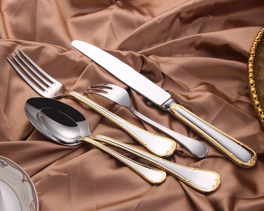 Conjunto de Talheres de 24 Peças para 6 Pessoas Aço Inoxidável 18/10 Prateado Polido para Inauguração de Casa Restaurante Festa de Casamento