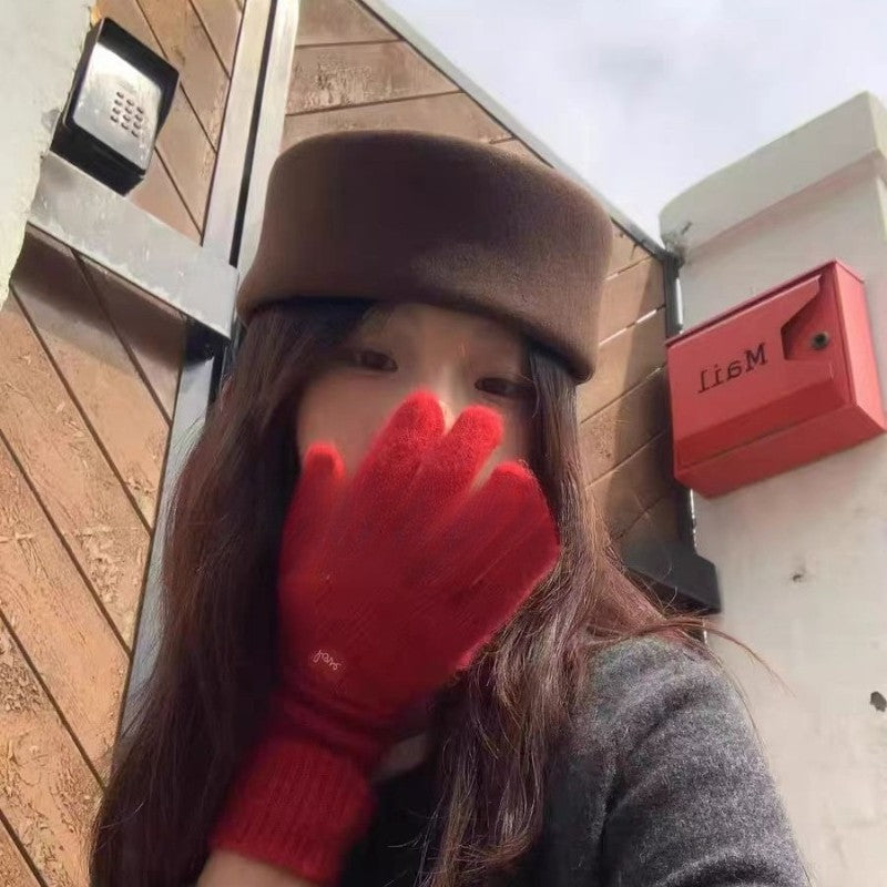 Autumn Winter Women Wool Fedoras Hats Elegant French Hard Top Concave Top Felt Berets Hat  Wedding Fascinator Party Pillbox Cap