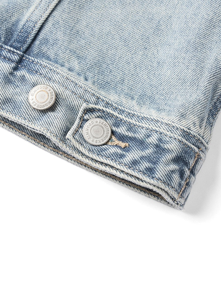 SIMWOOD 2025 Autumn New Oversize 12.5oz Classical Denim Jackets Men Washed Vintage Casual Jacket