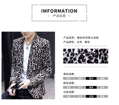 Blazer New Men's Fashion Business Gentleman Wedding British Style Banquet Leopard Print Luxe Handsome Outdoor Casual Blazer