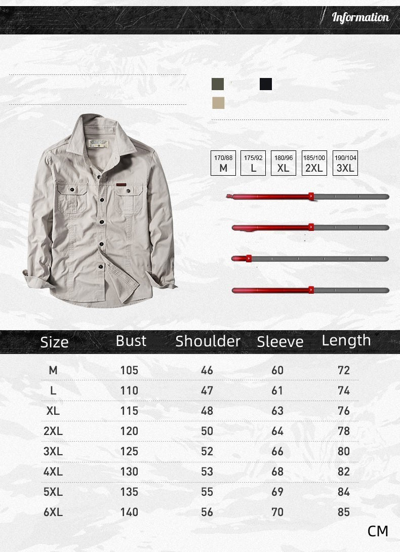 Brand Cotton Military Shirt Men Spring Casual Cargo Shirts Male Long Sleeves Shirts Camiseta Masculina Plus Size 5XL 6XL