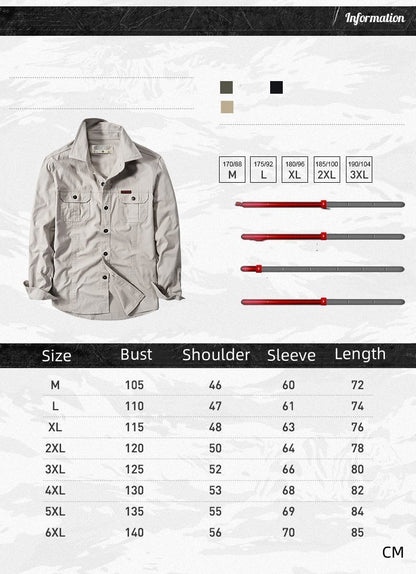 Brand Cotton Military Shirt Men Spring Casual Cargo Shirts Male Long Sleeves Shirts Camiseta Masculina Plus Size 5XL 6XL