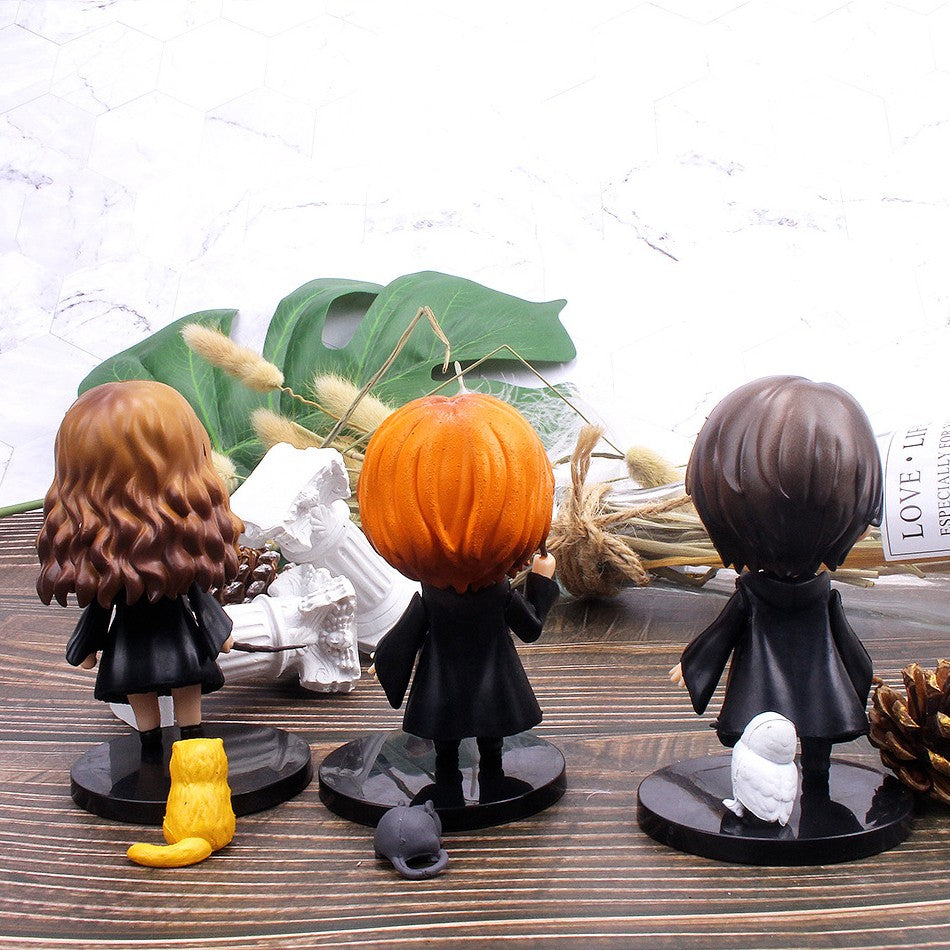 Hot 3-10 unidades/conjunto Harri Q Style Potter Posket Hermione Ron Hedwig Boneco de Vinil Brinquedo Decoração de Bolo Carro Modelo PVC Boneca Presente Brinquedos