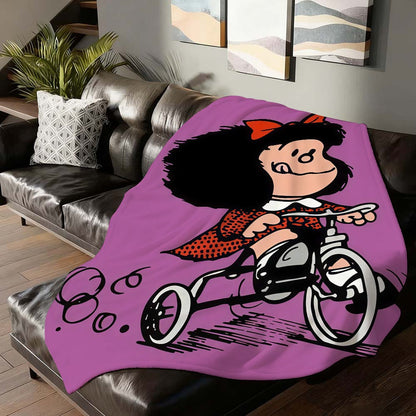 Cartoon cute Mafaldas World Blanket For Sofa Office Bed Plane Travel Sleep Read Relax Camping Soft And Warm
