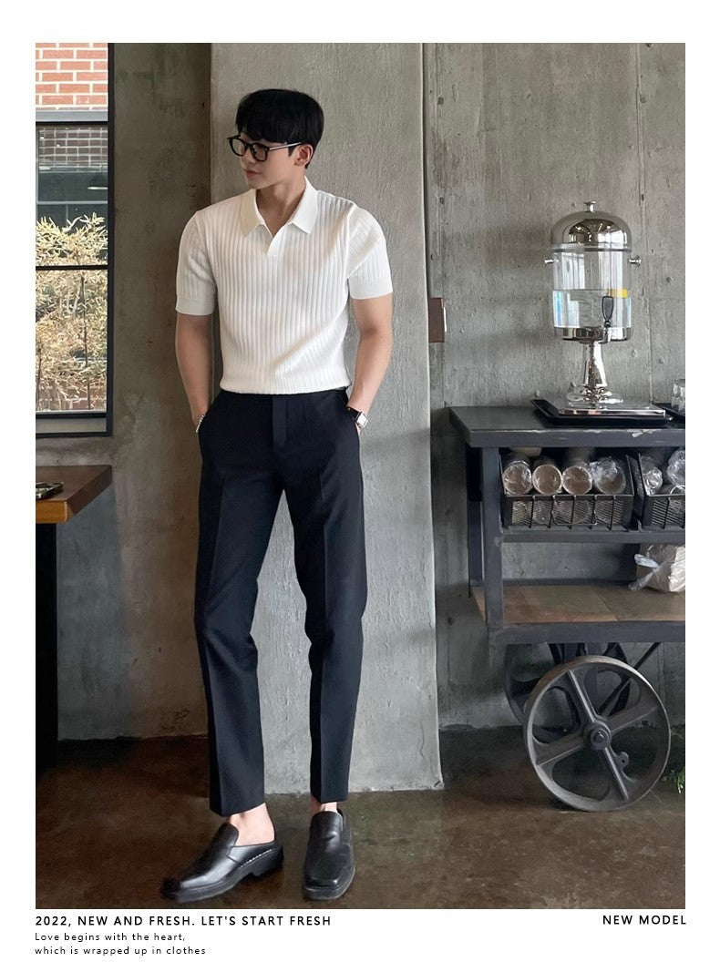 Men Slim Fit Polo Shirts Solid Stretch Sexy Collared TShirt Fashion Trendy Cotton Casual Top Summer Clothes Comfortable Stretchy