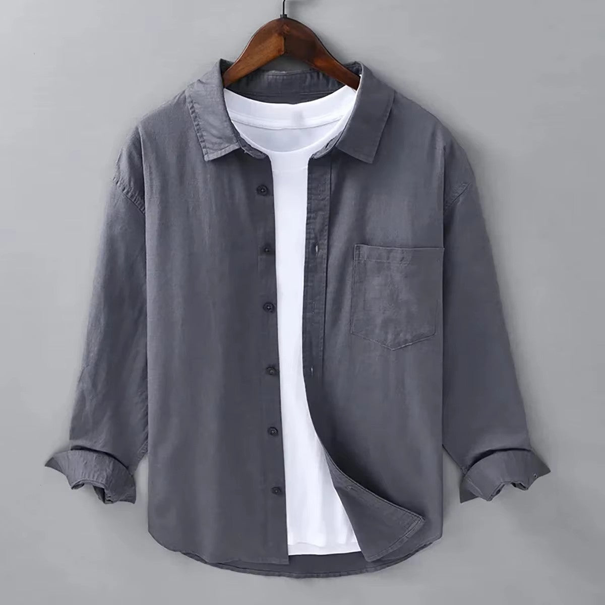 2025 Men's Linen Shirt 100% Slim Fit Comfortable Street Outdoor Beach Simple White Black Blue Plus Size XS-6XL Fast Shipping