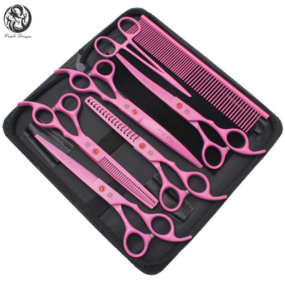 Conjunto de Tesouras para Tosa de Animais de Estimação - Tosa Profissional para Cães e Gatos, Aço Inoxidável, Afiado, Multi-Peças, Cabo Ergonômico, Aparador Durável