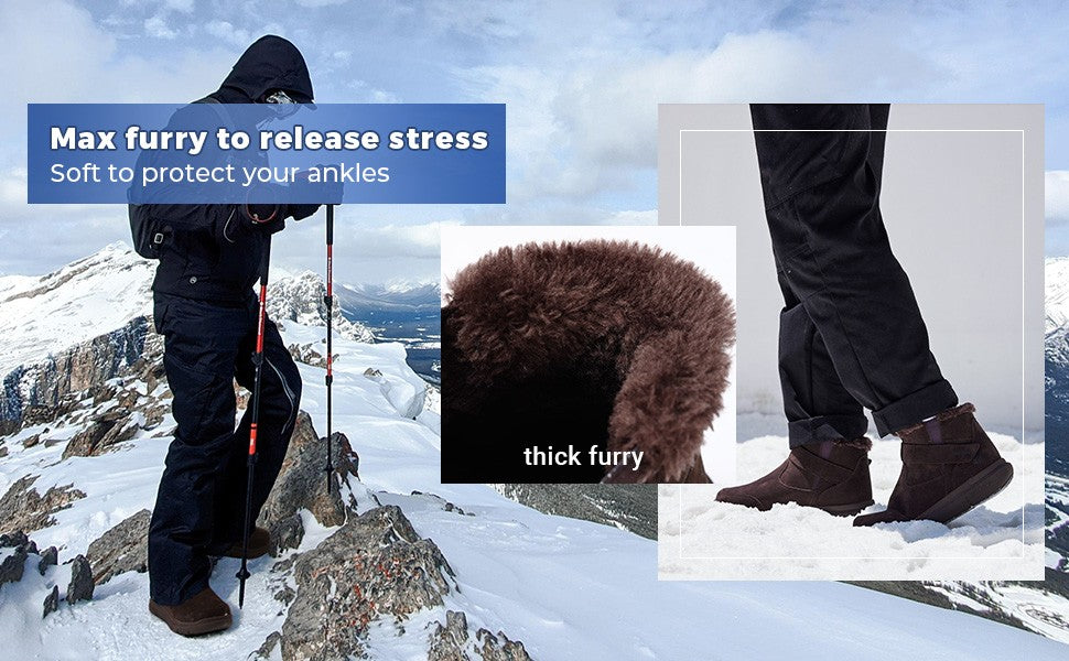 Fitville Men's Boots Winter Wide Version Outdoor Lightweight Snow Boots Men's Waterproof & Non-Slip Thick Warm Thick Fur