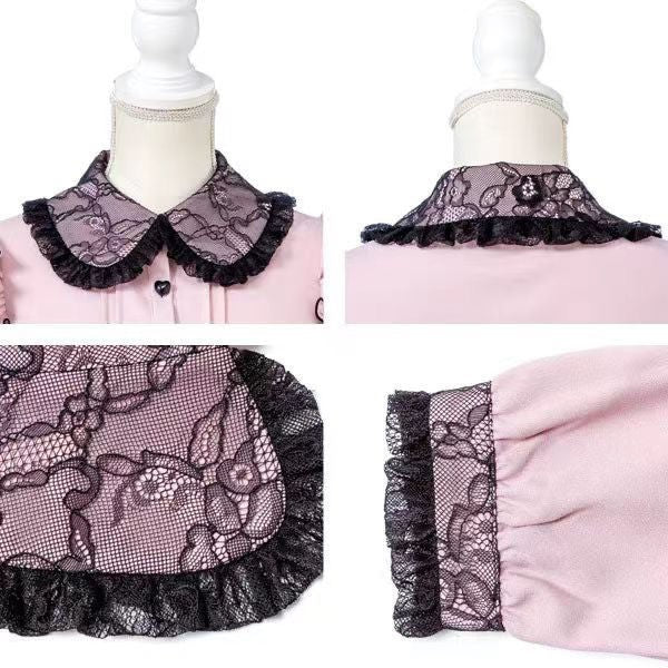 Japanese Gothic Lolita Ribbon Short Suspender plaid Skirt Girls Sweet Cute Lace A-Line Mini Skirts summer2025 black solid kawaii