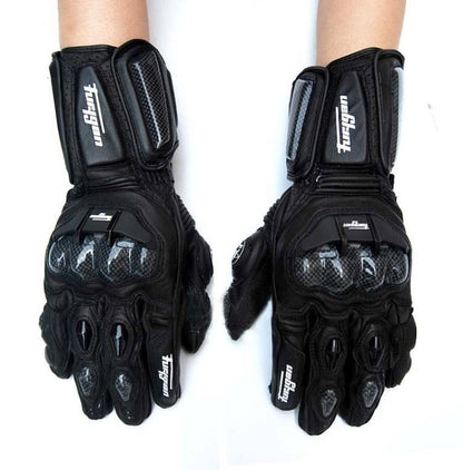 Luvas de Couro Genuíno para Motociclistas Masculinas Luvas de Motocross Corta-vento para Pilotagem ao Ar Livre Equipamento de Proteção para Motociclismo com Tela Sensível ao Toque