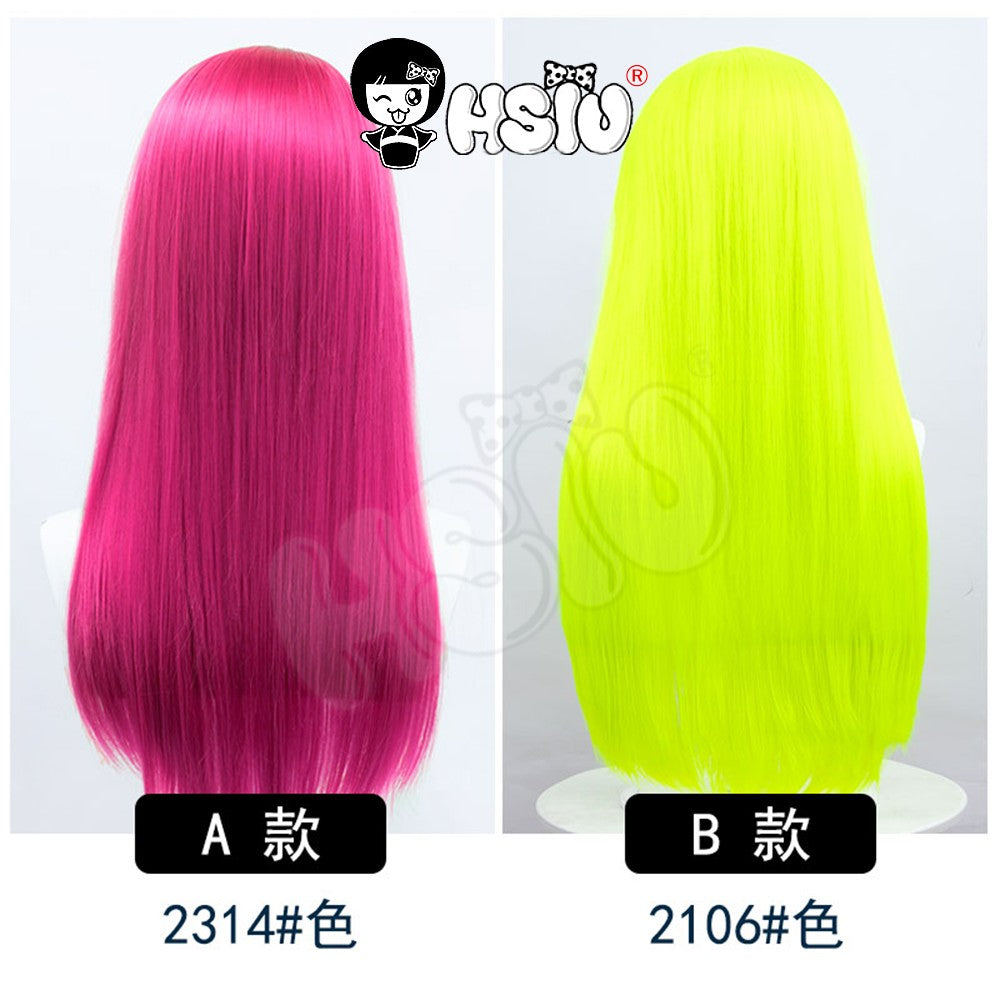 ?HSIU Brand?26 Colors 60cm Long Straight Hair Pink Gray  White purple Black pink Fiber synthetic wig + Free brand wig net