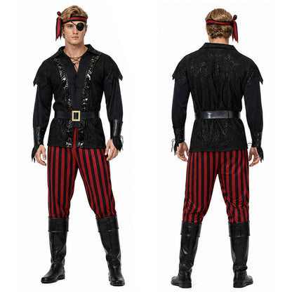 Pirates of the Caribbean cosplay costume Captain Jack Sparrow costume Halloween party performance men's suit