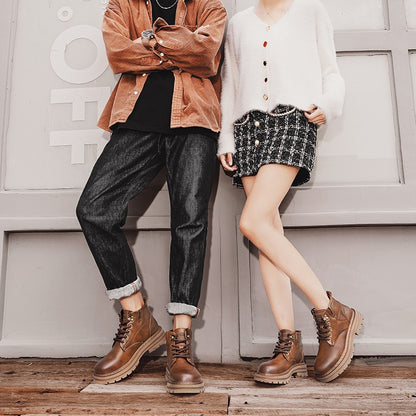 Luxury Brand Men's Lace-Up Shoes Winter Classic Mens High Top Boots Man Korean Version Casual Shoes Male Leather Fashion Boots