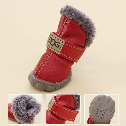 Botas de Chuva Quentes para Cães, Botas de Neve Impermeáveis para Pets, Sapatos Macios de Inverno para Cães, Pelúcia/PU Antiderrapante para Chihuahua, 4 Peças/Conjunto