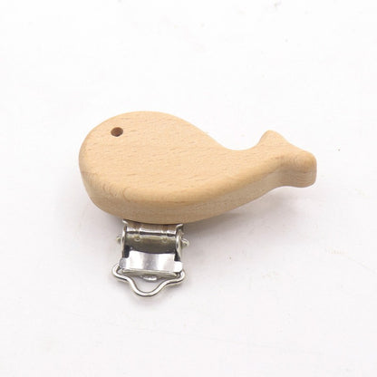 5 Piece wooden rainbow bear flower cart heart shaped bird elephant round star Clip Free DIY Baby Natural pacifier Chain Gift