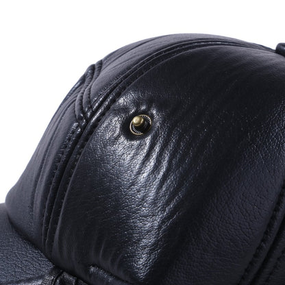 Winter Warm Cap Men Black Leather Fur Baseball Cap Hats For Men Women Casquette Bones Dad Caps Earflaps Thicken 2025 NEW
